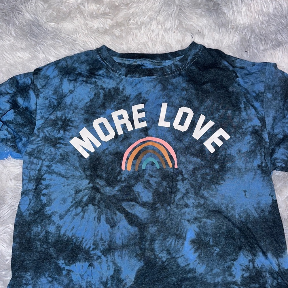 Mighty Fine Blue Tie-Dye 'More Love' Tee - Size Large EUC